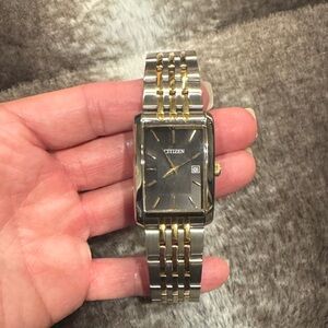 Citizen Silver and Gold Rectangular Watch